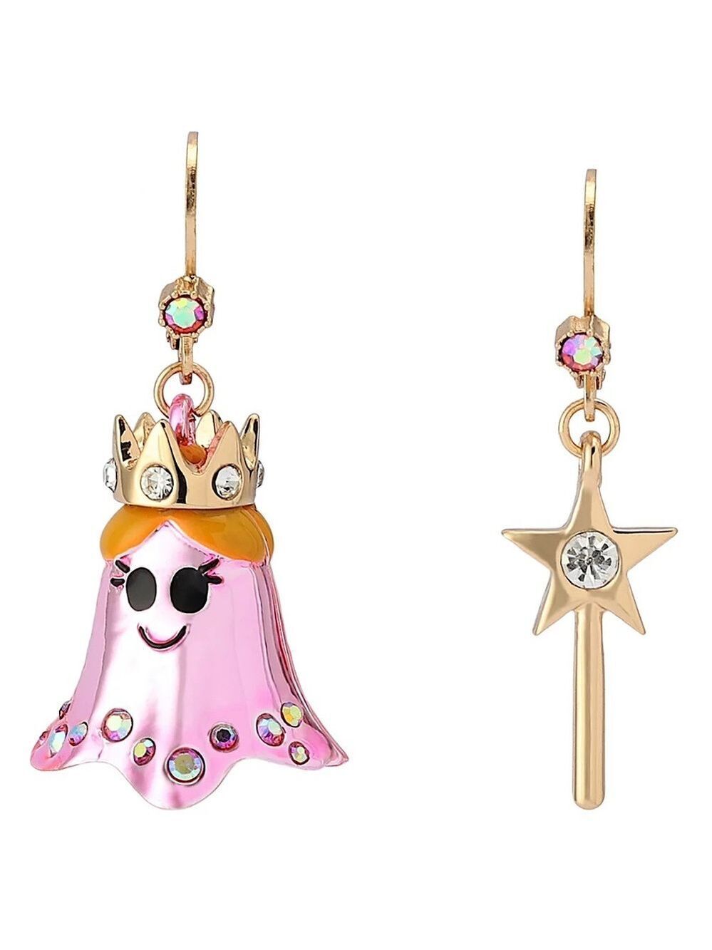 Betsey Johnson Halloween Princess Wand Mismatch Earrings New